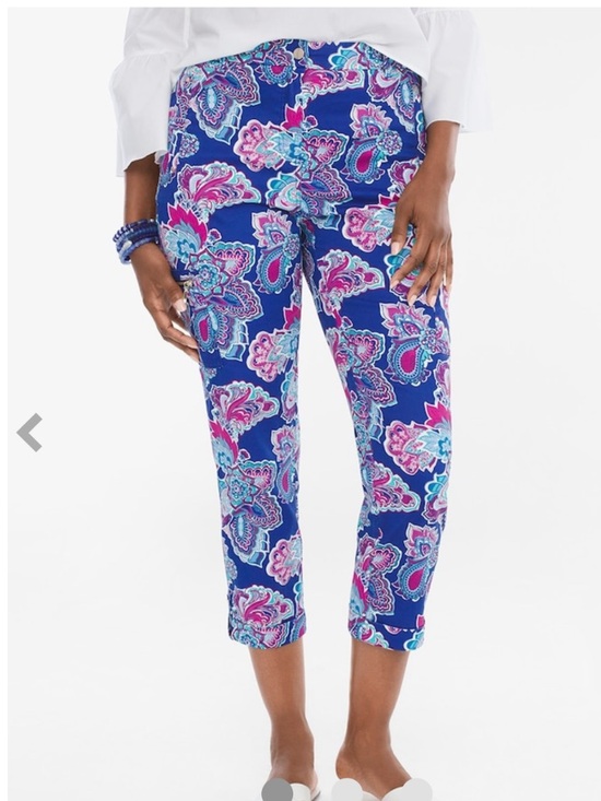 Chico's Pants - Chico's Navy Multicolor Paisley Cropped Pants